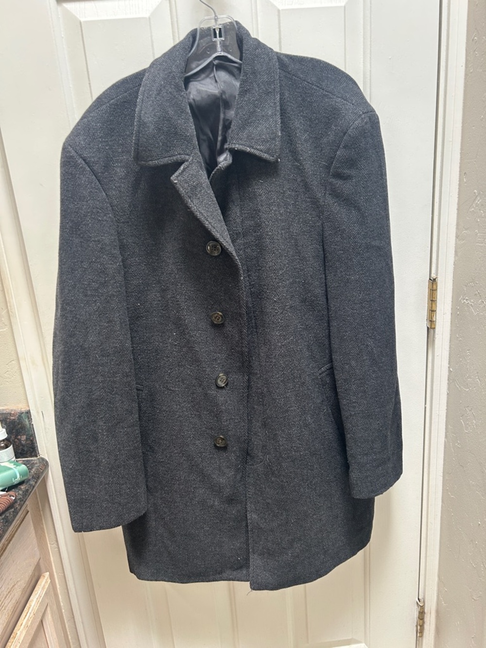 Lauren Ralph Lauren Men's Dark Charcoal Wool Pea Coat